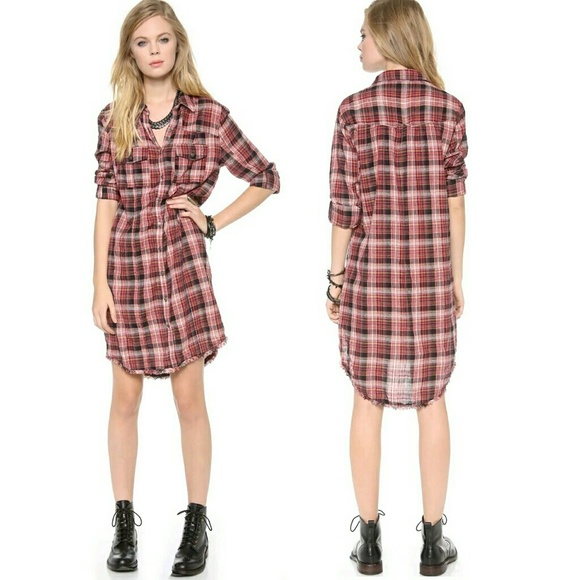 Free People Dresses & Skirts - FREE PEOPLE Eight Days A Week plaid shirt dress